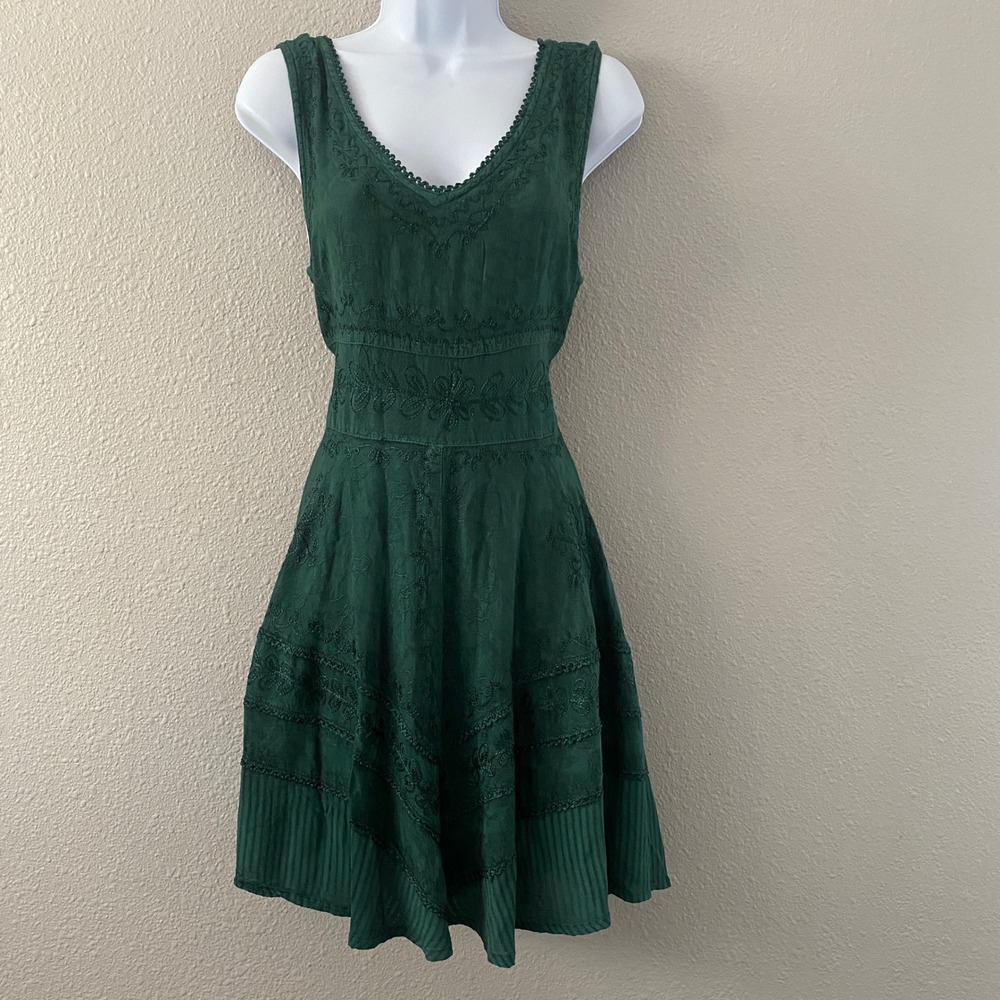 Green Fairy Dress L/XL Embroidered Fairycore Festival Renaissance Faire Boho